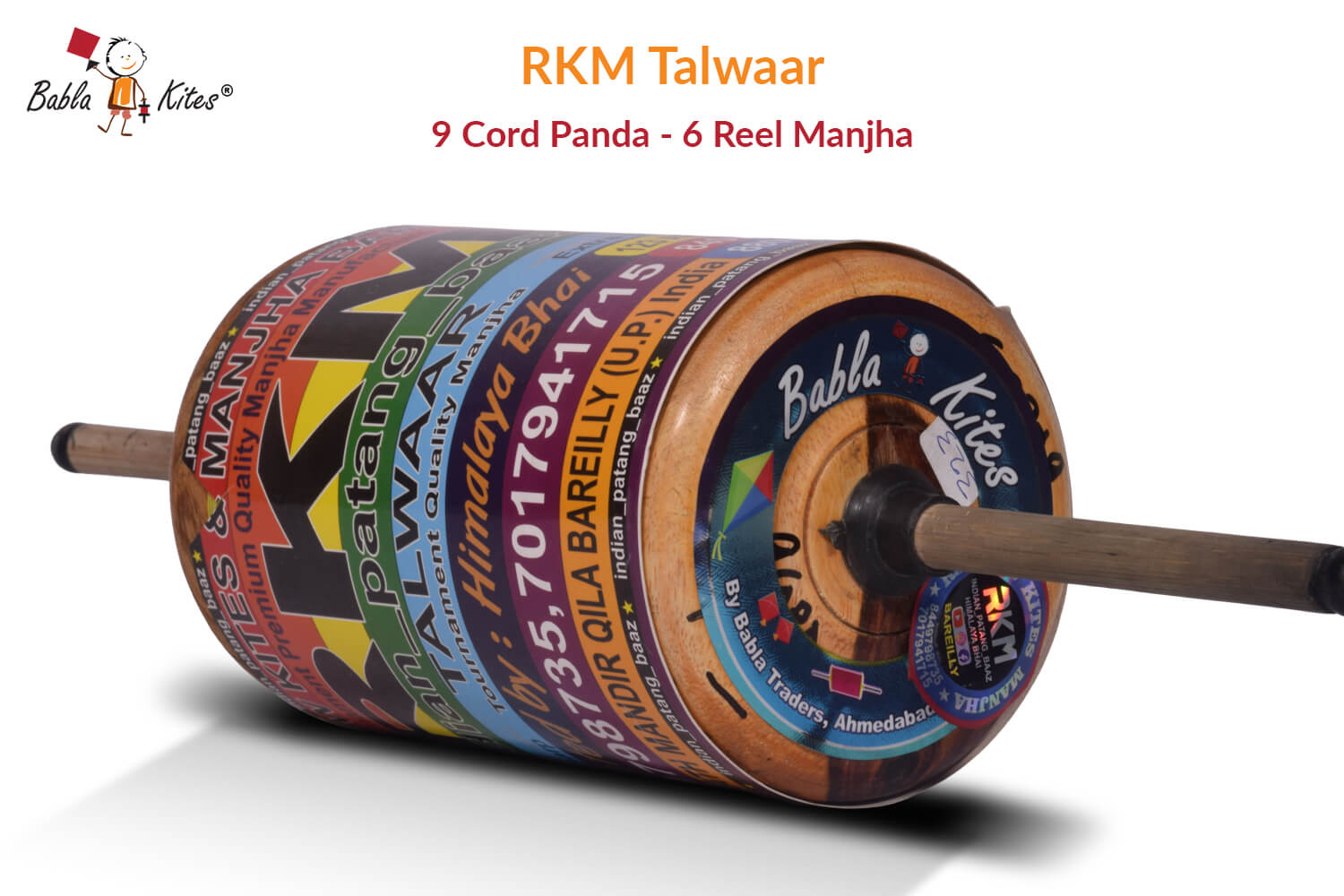 Original RKM Talwaar 9 Cord Panda No. 5 Manjha (6 Reel)